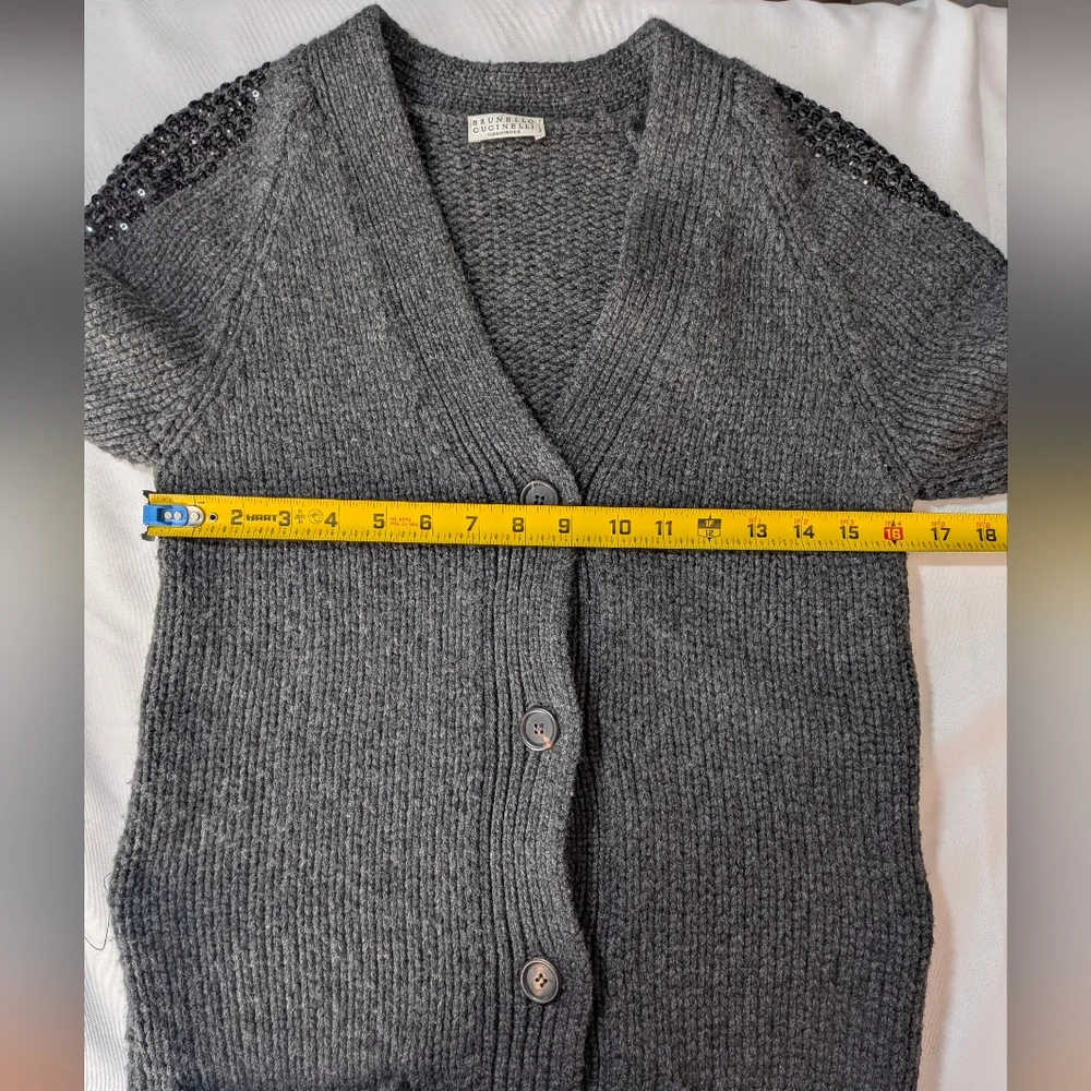 Brunello Cucinelli Long Button-Up Cardigan With Sequins In The Shoulders Size M - Picture 8 of 10